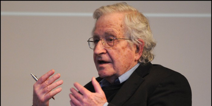 American linguist and philosopher Noam Chomsky in conversation at the British Library, London, UK on 19th March 2013. (Photo by David Corio/Redferns)